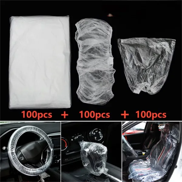 Housses de voiture en plastique transparent élastiques : housse de levier universelle : housses de siège anti-poussière 300 pièces